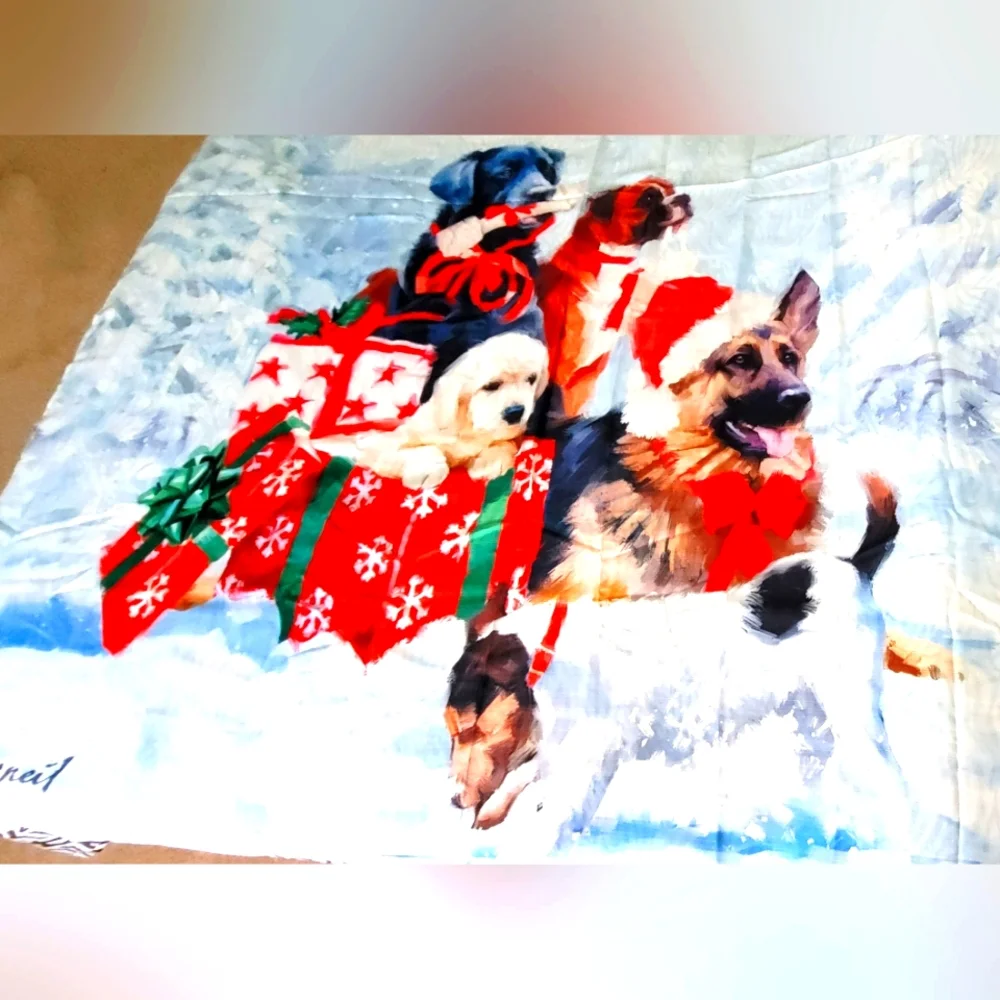 NIB The Macneil Studio Fabric Christmas Dog Shower Curtain
